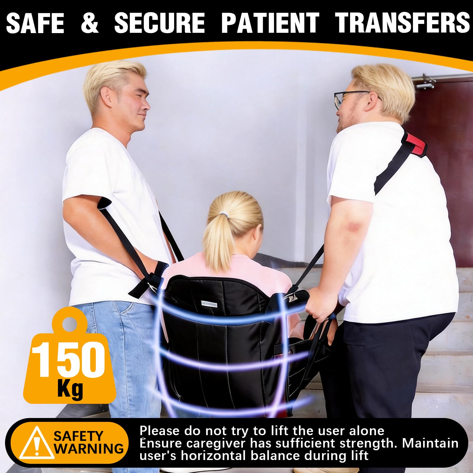 BRGD Correa de Transferencia para Silla de Ruedas, Transfer Schultergurt con Recorte para el Cojín del Asiento para Personas con Discapacidad, Ancianos, Personas Mayores