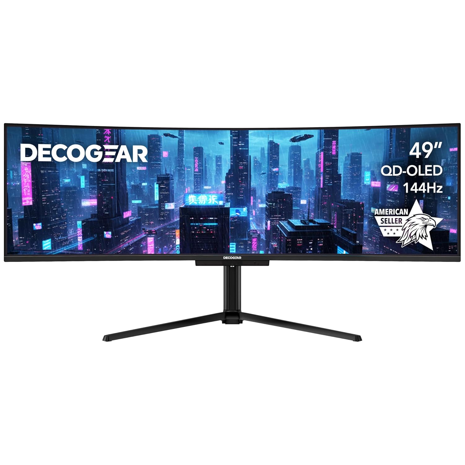 Deco Gear 49-inch Super UltraWide QD-OLED 5120 x 1440 DQHD Computer Monitor 144Hz Speaker Adaptive-Sync USB-C 90W KVM