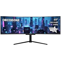 Deco Gear 49-inch Super UltraWide QD-OLED 5120 x 1440 DQHD Computer Monitor 144Hz Speaker Adaptive-Sync USB-C 90W KVM