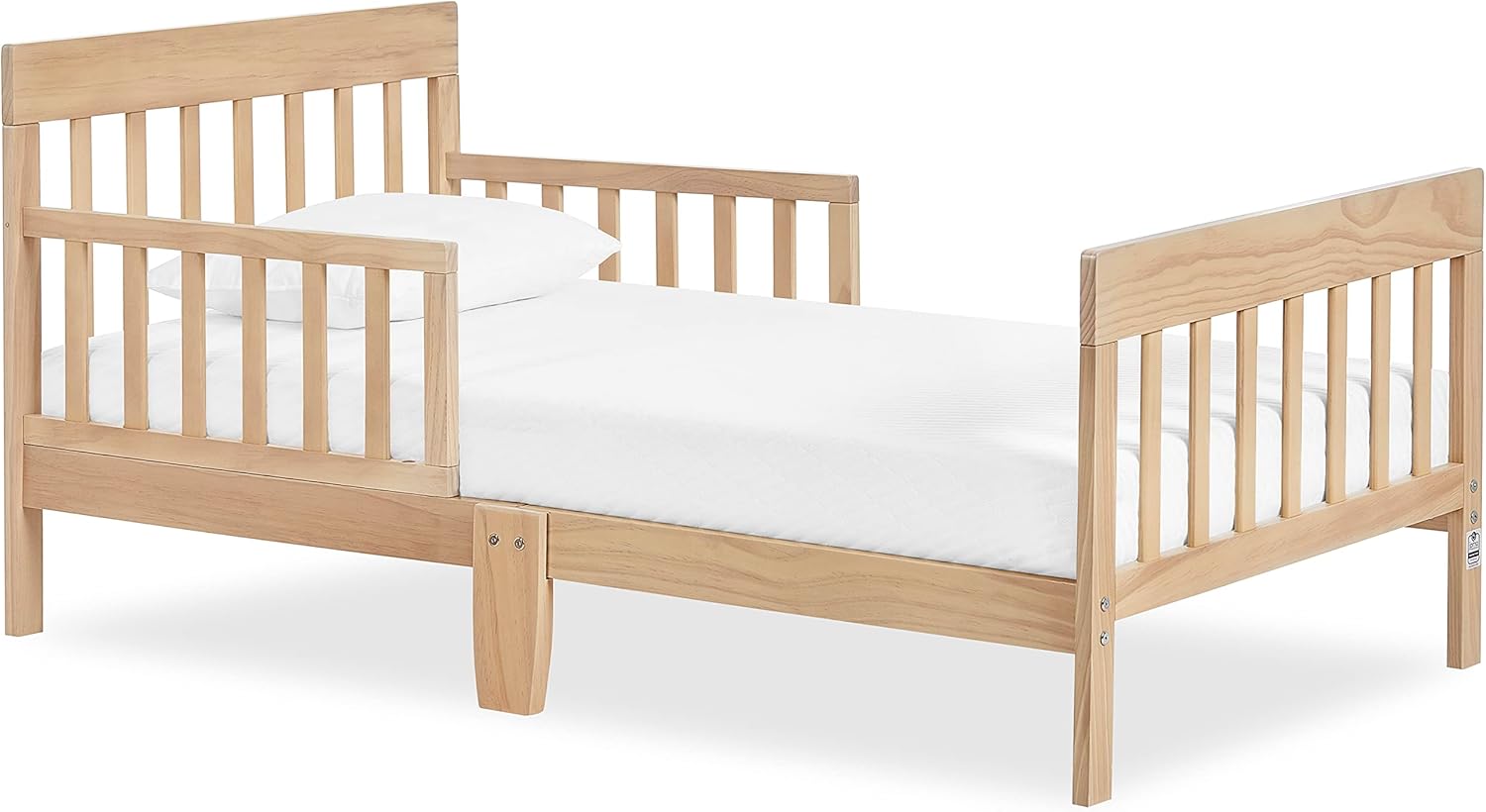 Dream On Me Finn Toddler Bed, Low Floor Wooden Bed, Side Safety Bed Rails, GREENGUARD Gold & BSA Certified, Non-Toxic Paint Finish, New Zealand Pinewood, up to 50 lbs - Pink