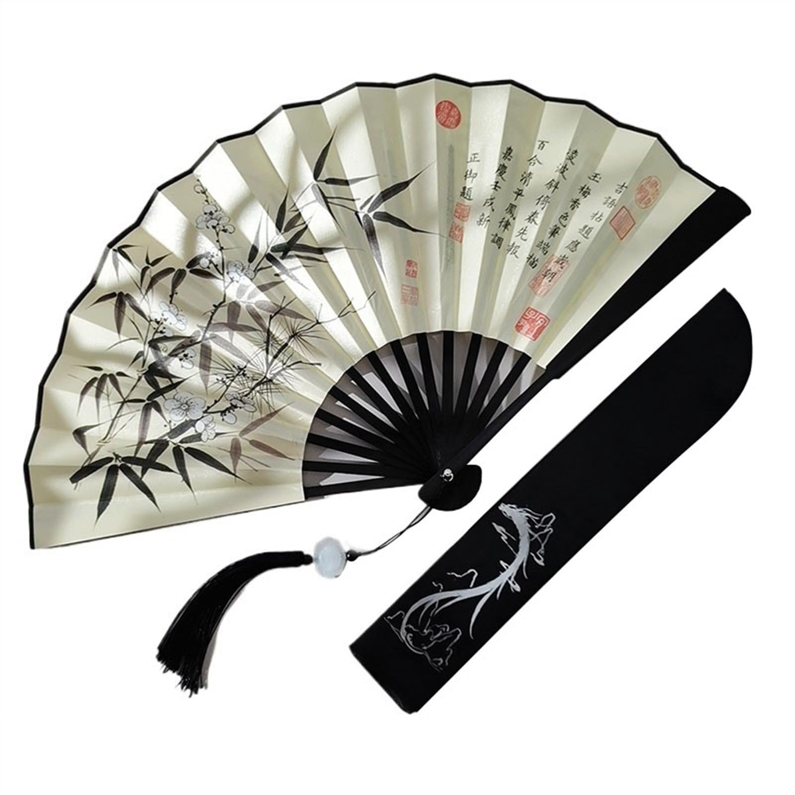 QCKNKMGG Silk Folding Fan, Bamboo Silk Hand Folding Fan