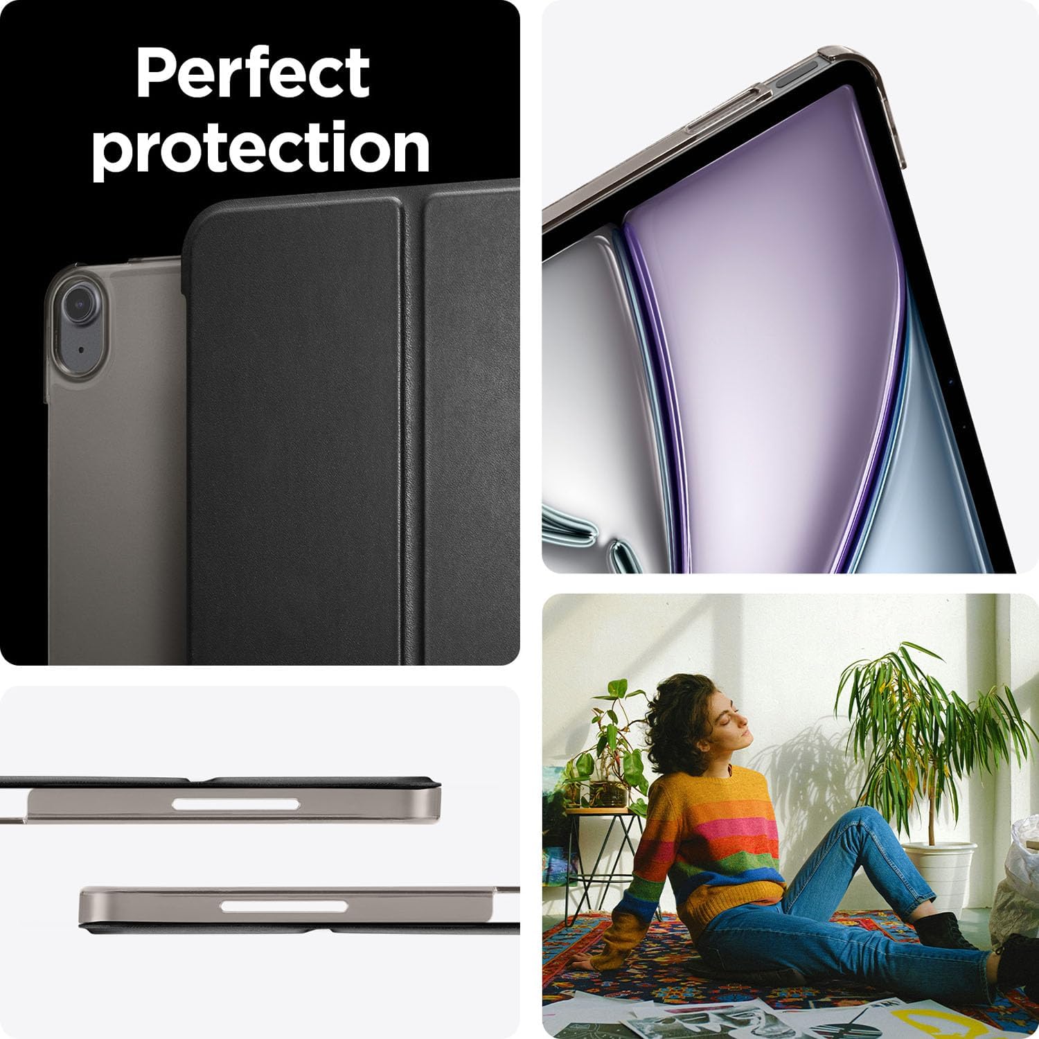 Spigen for iPad Air 13 Inch Case M4 (2026), iPad Air 13 Inch Case M3/M2 (2025/2024), Smart Fold, Liquid Air Folio, Protective Tri-Fold Cover, Black