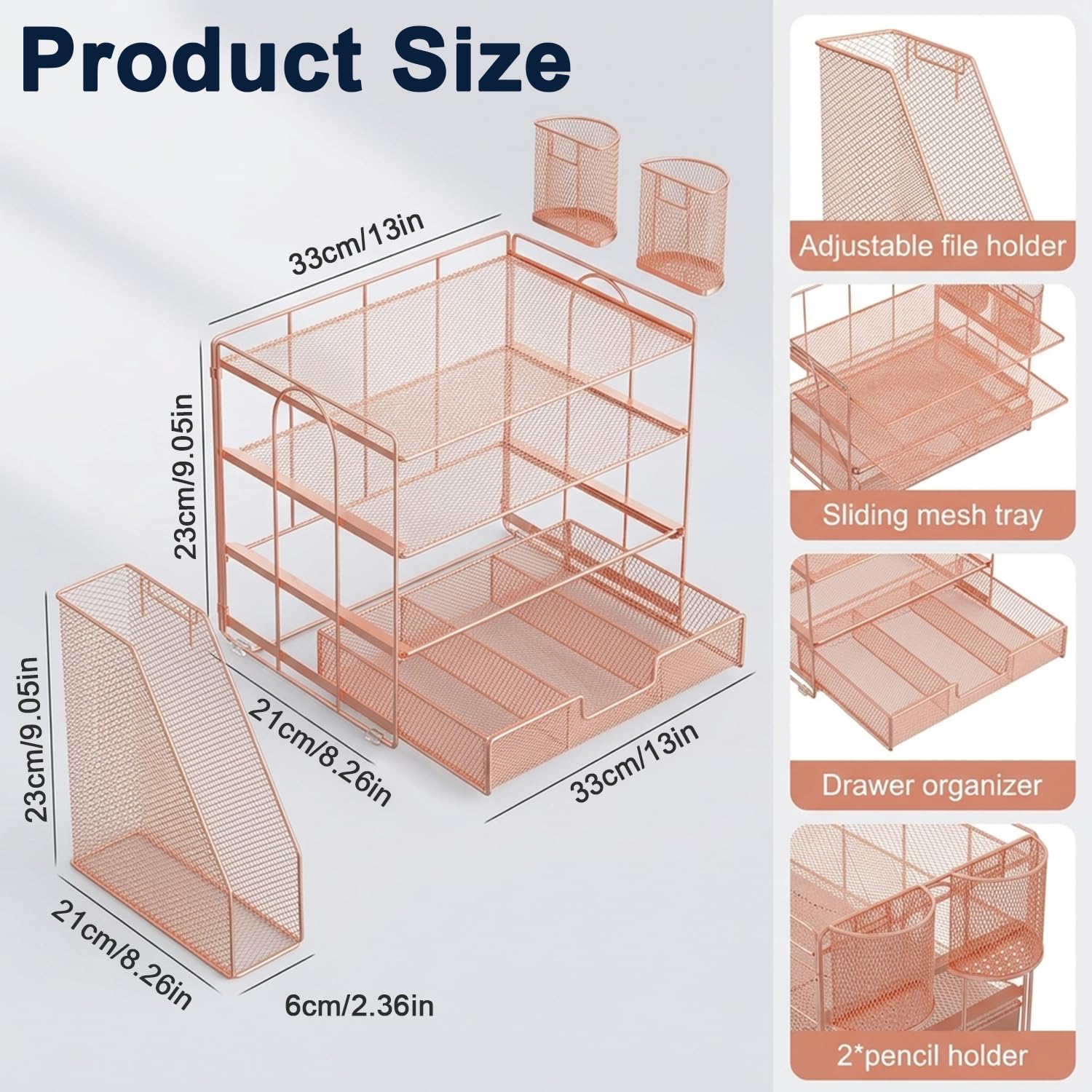 HASTHIP® Organizer da scrivania a 4 ripiani in rete metallica per ufficio e casa