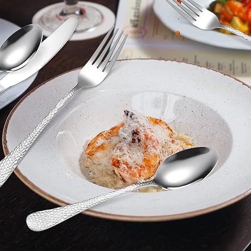 Miniatura 438 de A·HOUSEWARE - Juego de cubiertos iridiscentes con diseño hueco, 20 piezas, acero inoxidable, incluye tenedores, cucharas, cuchillos, utensilios