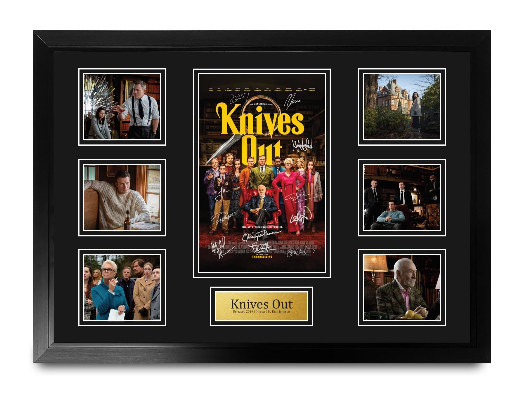 HWC Trading Knives Out Podpisany Plakat Filmowy A2 Deluxe w Ramie