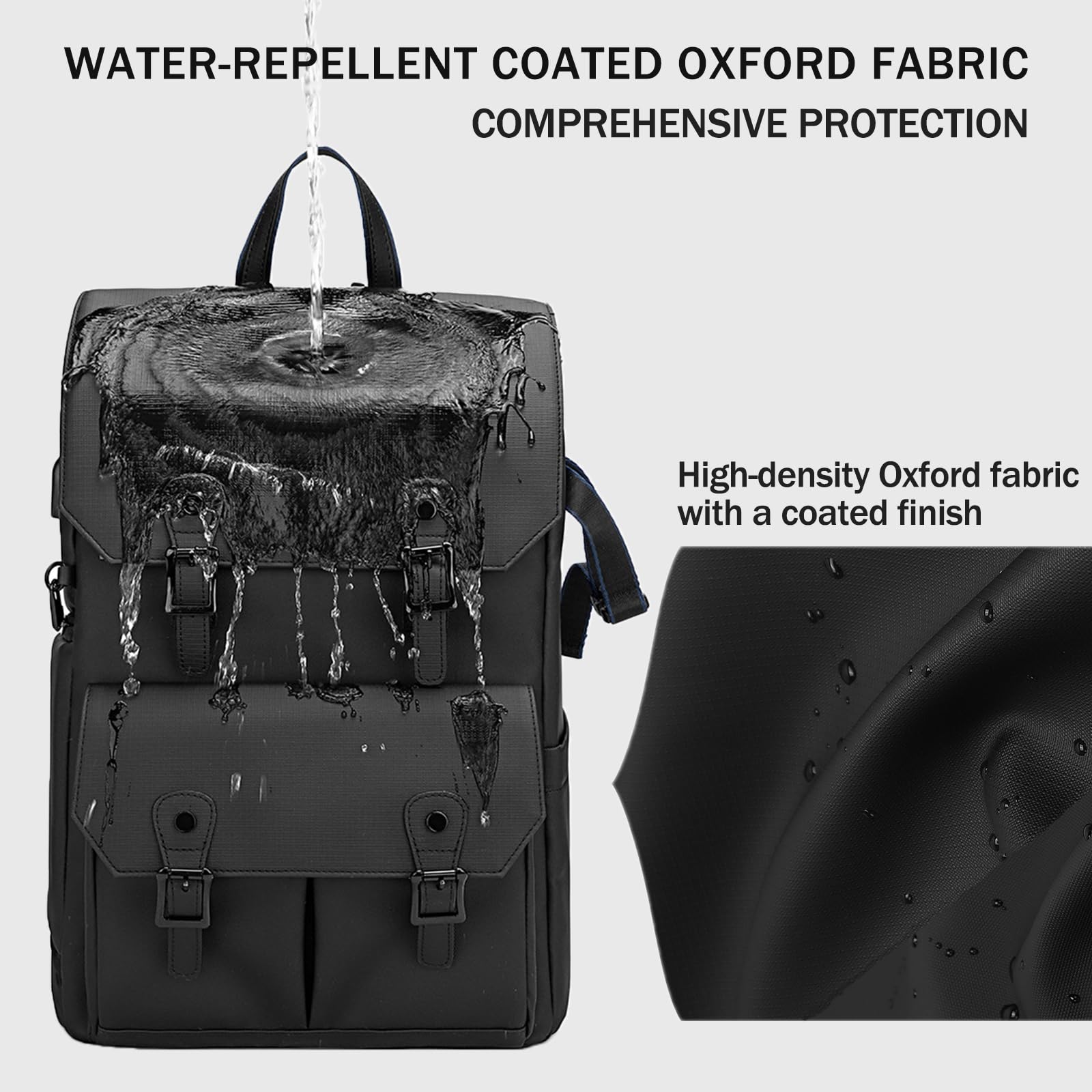 Zaino Fotografico Multifunzionale, Borsa Fotografica con Scomparto per Laptop da 16 Pollici e Antifurto, Zaino Impermeabile per Treppiede, Fotocamera, Obiettivi e Accessori (Grigio)
