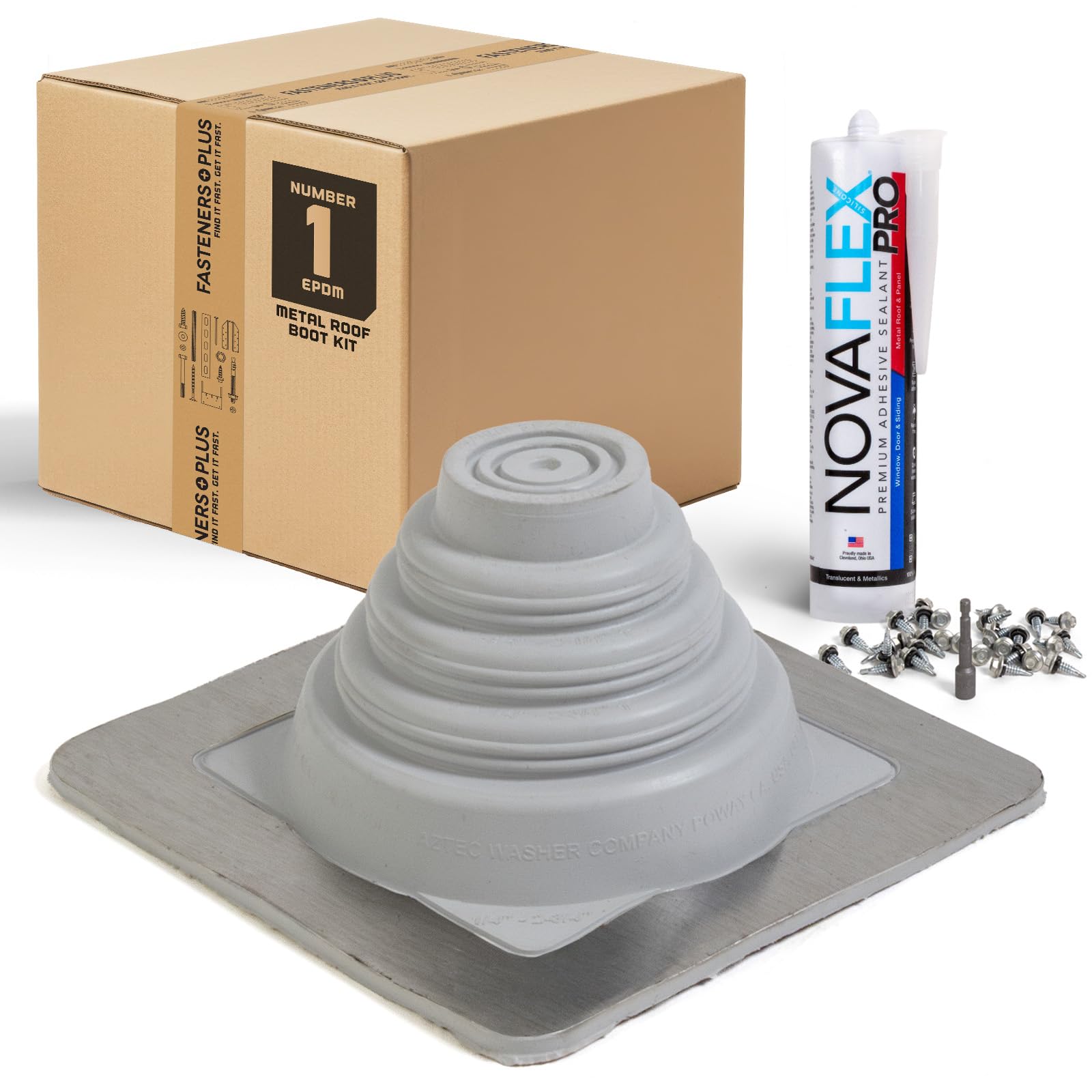 Fasteners Plus #1 Square EPDM Metal Roof Pipe Flashing Boot