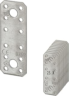 25 x siwitec Flachverbinder 96 x 35 mm sendzimir verzinkt, Materialstärke 2,5 mm, CE-Kennzeichnung, witterungsbeständige Lochplatte Holzverbinder, Lochblech Montageplatte, Flachstahl verzinkt