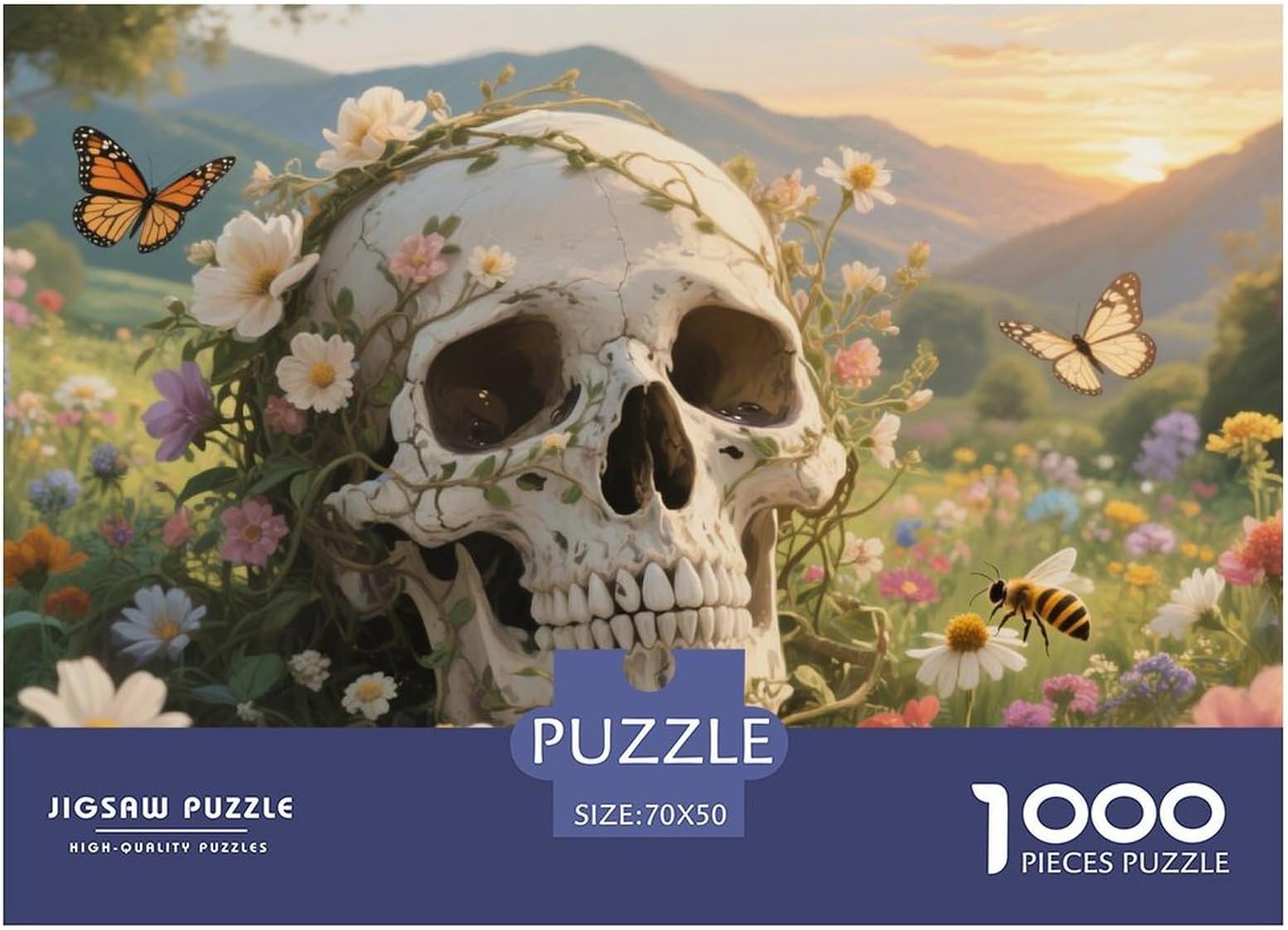 – Skull 1000 Piece Paper Jigsaw Puzzles Challenging & Brainteasing Educational Games for Adults And Kids 70x50cm/1000pcs