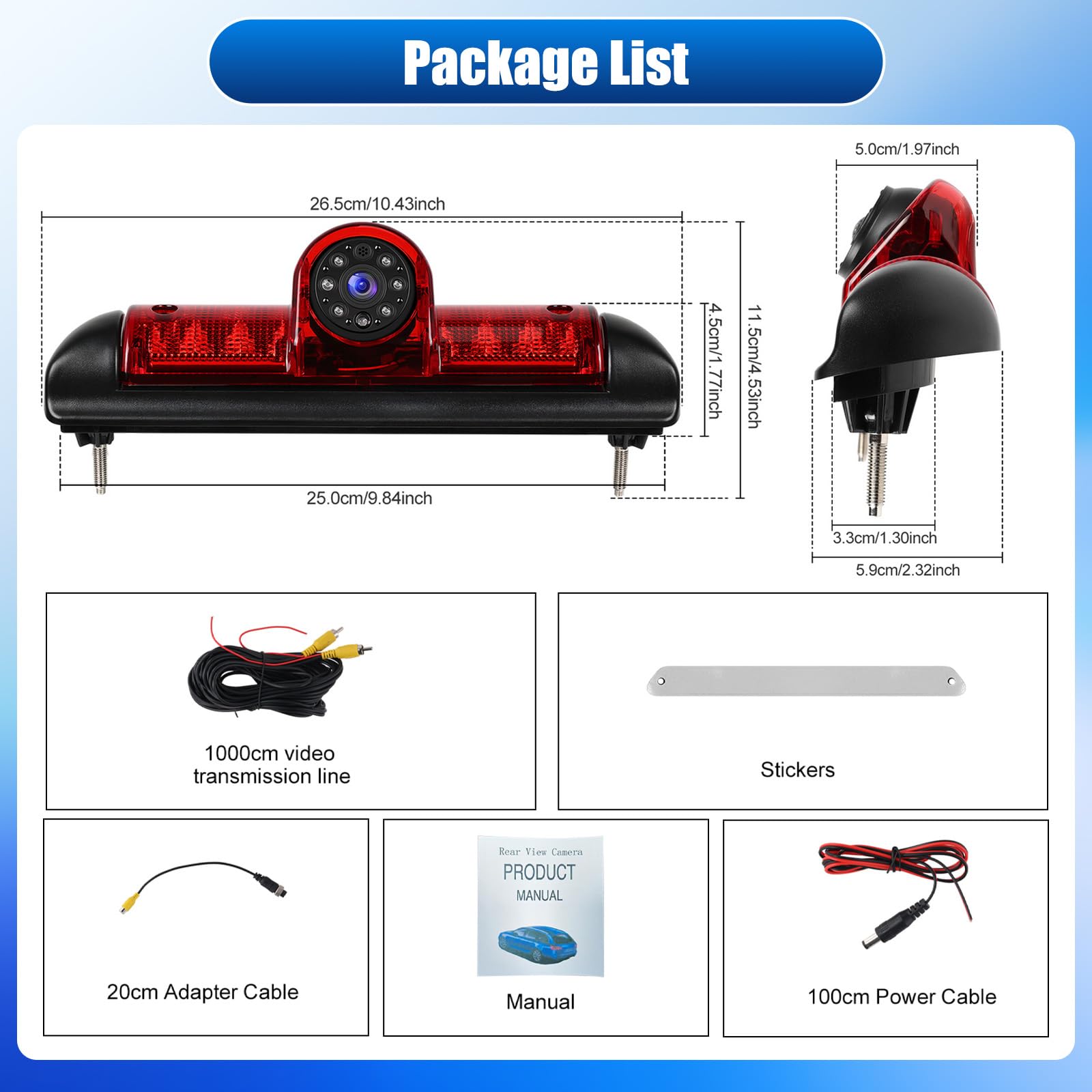 Cámara de Marcha atrás para FIAT Ducato Late 3 Gen 2006-2017 / Peugeot Boxer 2006-2017/ Citroen Jumper 2006-2017, visión Nocturna, Resistente al Agua IP67