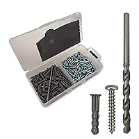 Vista 1 de Kit de anclaje de plástico para paneles de yeso, incluye 100 anclajes de plástico (7/8 pulgadas), 100 tornillos Phillip (1 pulgada) y 1 broca