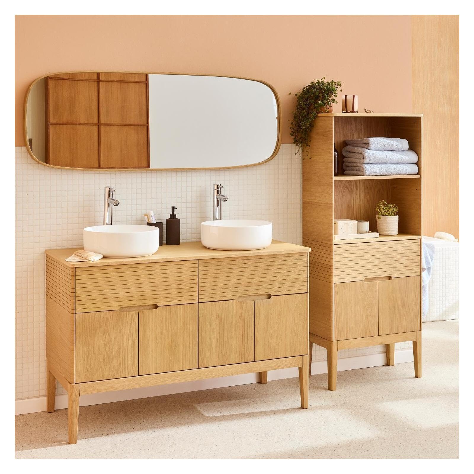 MOB-IN Mobile doppio lavabo 120 cm in rovere naturale Alaska
