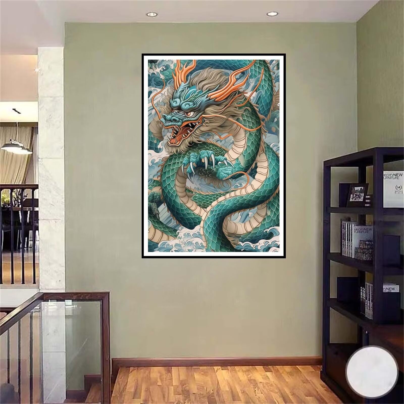 5D DIY Diamante Art Pintura kit Completo, Diamond Painting Adultos Niños Rhinestone Bordado de Punto de Cruz Artes Pintura Painting, Cuadros Decor para Cuarto, Sala de Estar - (Dragón) 60x90cm
