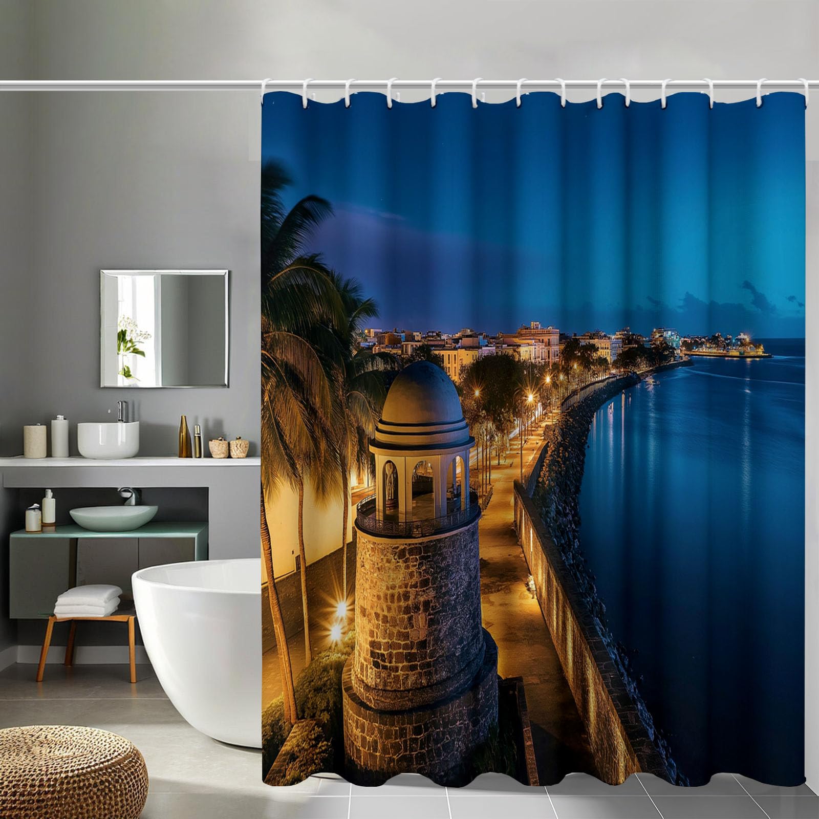 Rideau de douche polyester au design d'architecture historique