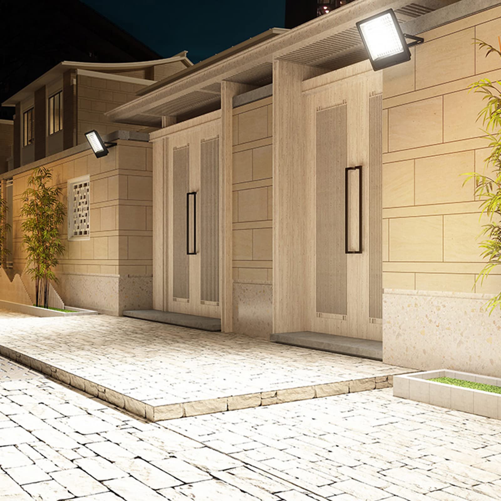 lampy solarne， Zewnętrzna lampa zabezpieczająca IP66, reflektorki z regulowanymi głowicami do ogrodu, na patio, podjazd, podwórko i nie tylko(30W)