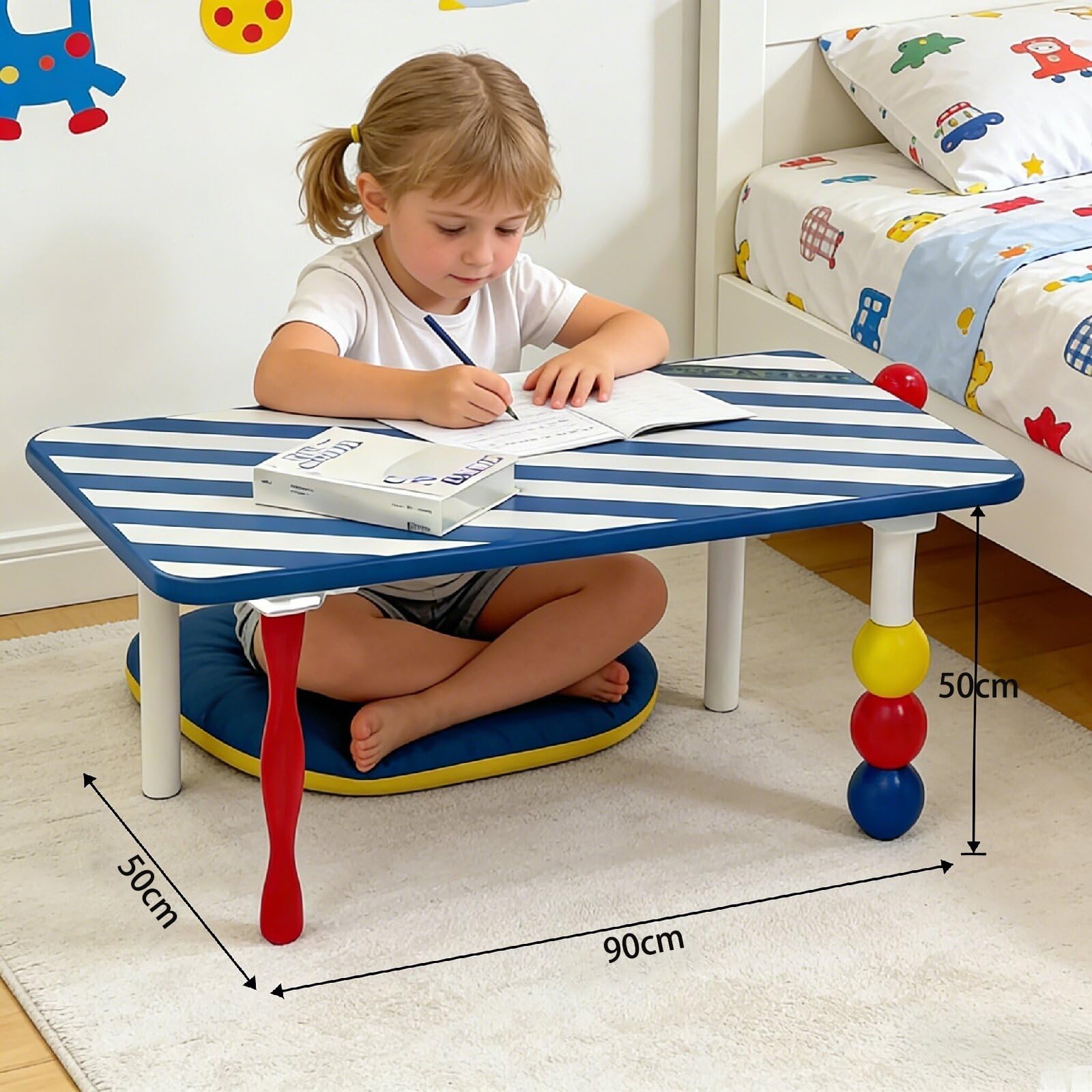 Kinder Spieltisch Kinderzimmertisch 90 x 50 x 50 cm, Maltisch für Junge Mädchen 1-8 Jahre, Picknicktisch Kindermöbel Kinderzimmer Klein Schreibtisch Basteltisch Outdoor Indoor