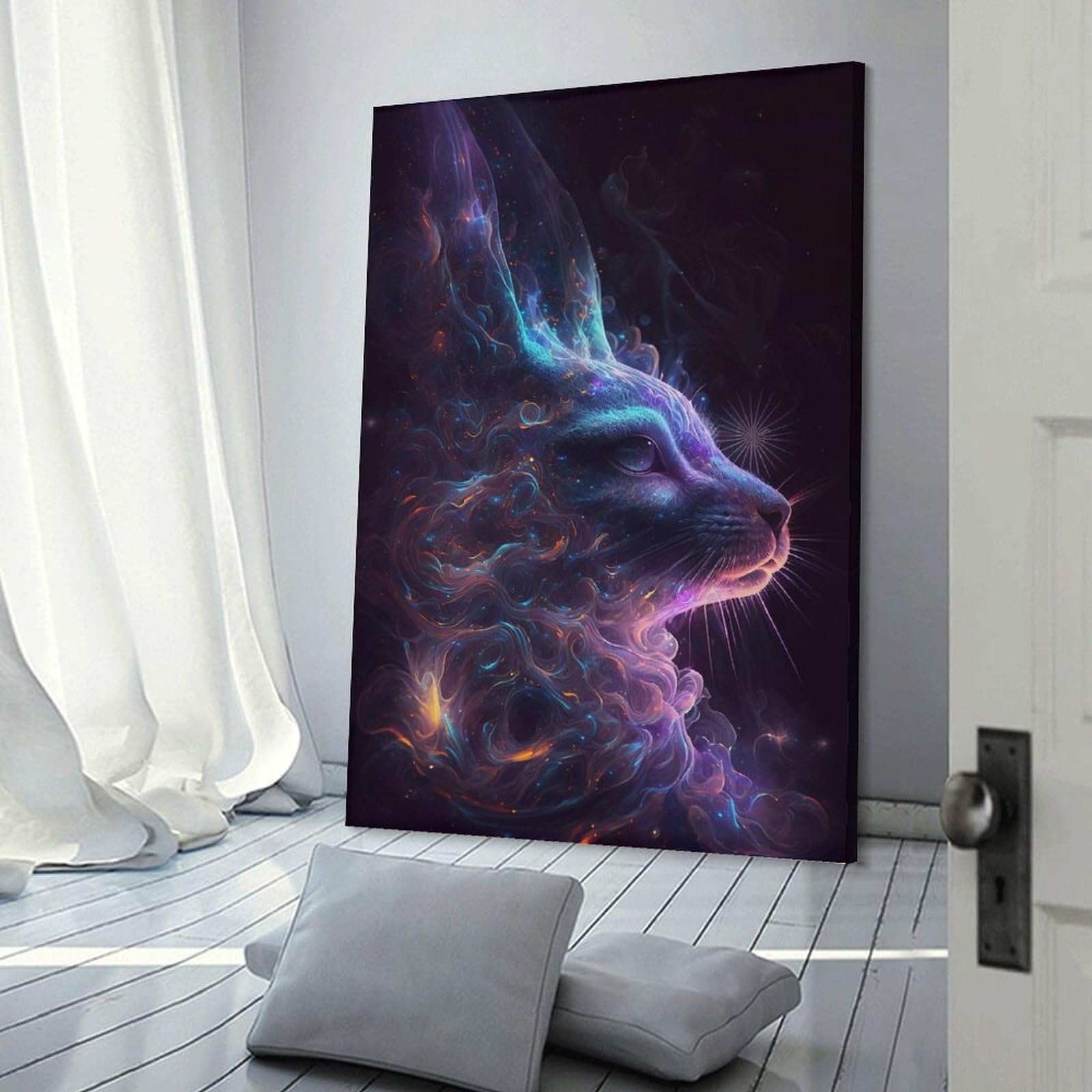 Junmoney Galaxy Rabbit Animal Wall Decor Canvas Print, 08x12inch(20x30cm), for Home Lounge, Bedroom Or Reading Nook, Decorative Artwork for Empty Walls