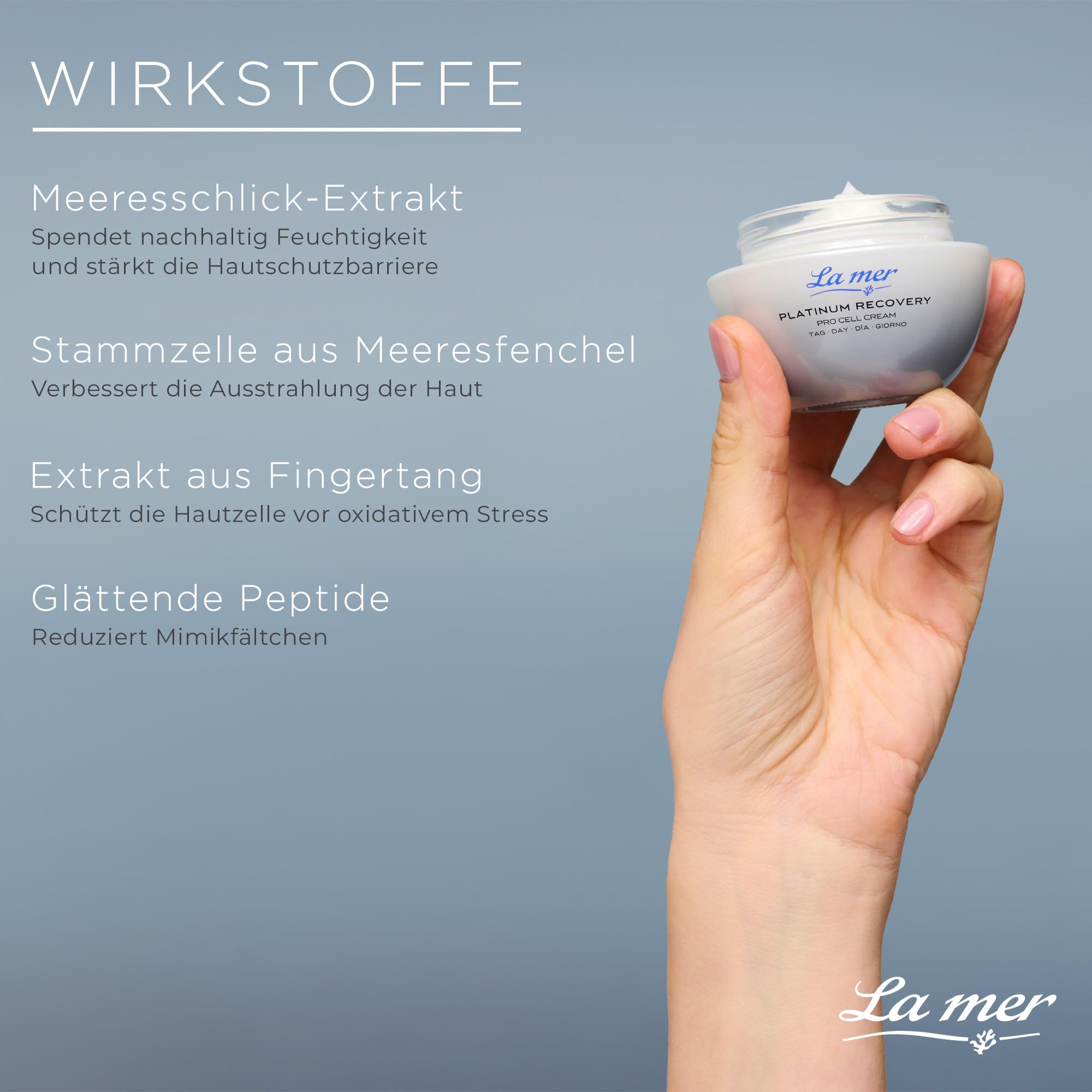 La mer Platinum Recovery | Pro Cell Cream Tag 50 ml | Regenerierende Anti-Aging Pflege mit glättenden Peptiden | Ohne unnötige Zusatzstoffe