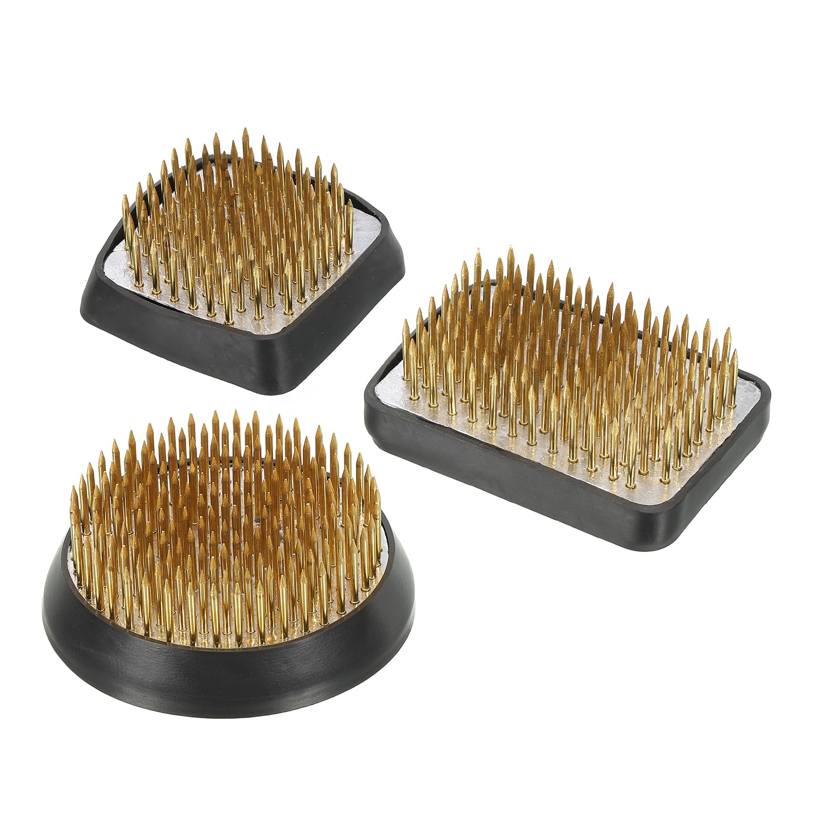 Fleur Grenouilles Ikebana Kenzan PATIKIL ensemble de 3pcs outil arrangeur laiton or