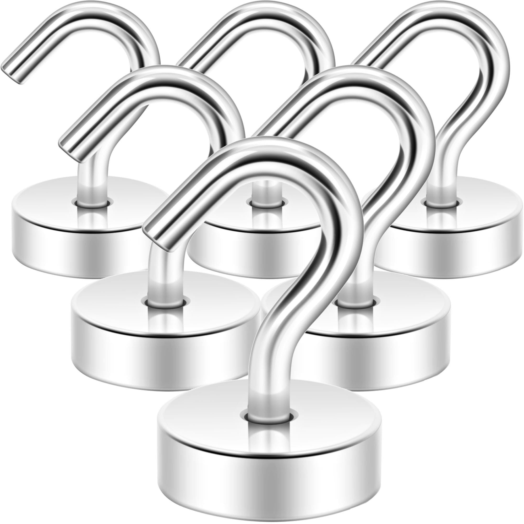 Neosmuk Neodymium Magnetic Hooks, 12 kg, Silver, 6 Pieces — image 1