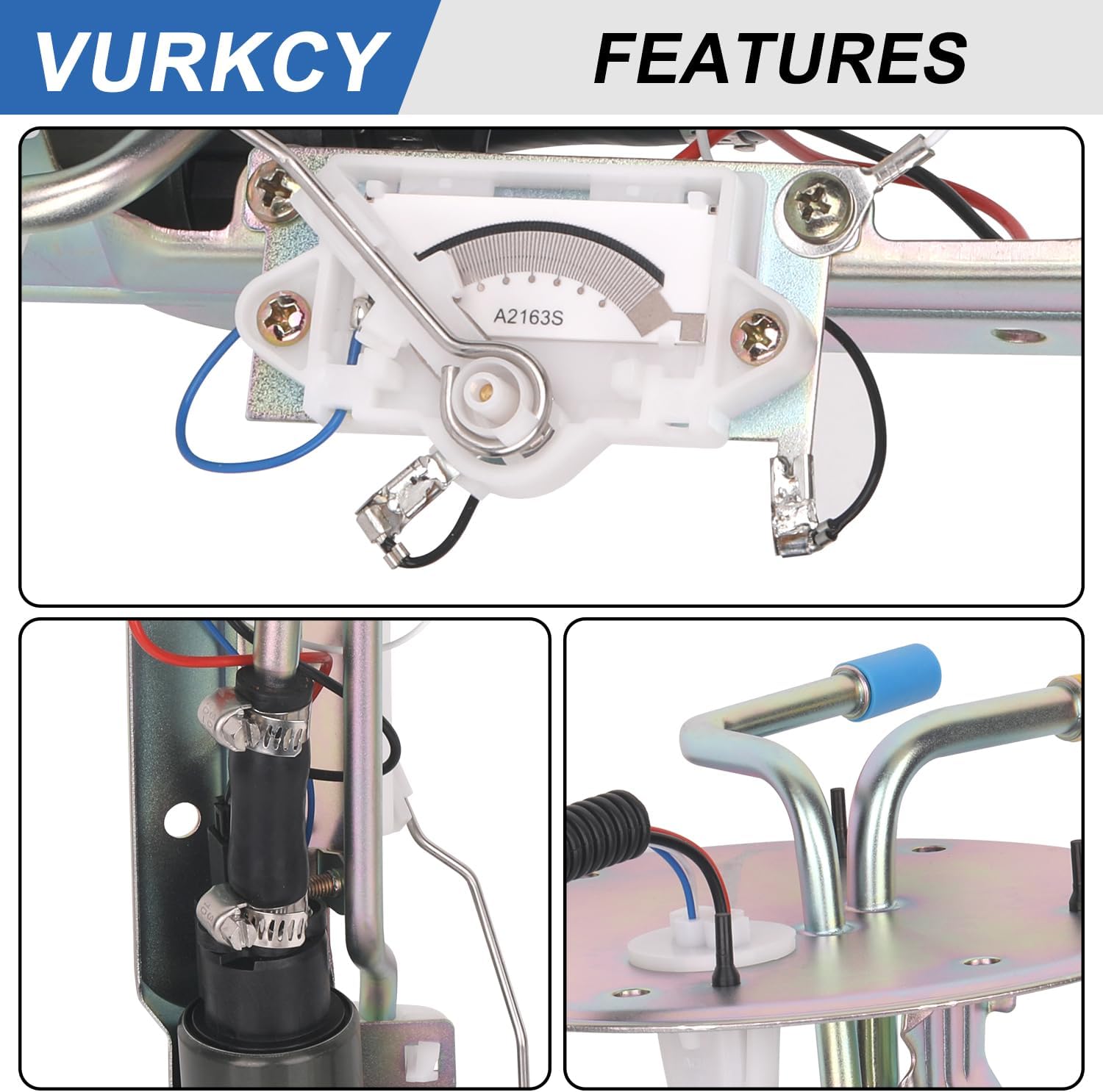 Electric Fuel Pump Assembly with Sending Unit Compatible with Ford F-150 1999-2003, F-150 Heritage 2004, F-250 1999, 4.2L 4.6L 5.4L, Level Sensor Kits, Replacement E2237S