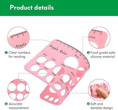 Miniatura 4 de Regla de pezón, reglas de pezón para herramienta de medición de tamaño de brida, medida de tamaño de brida suave y silicona para pezones,