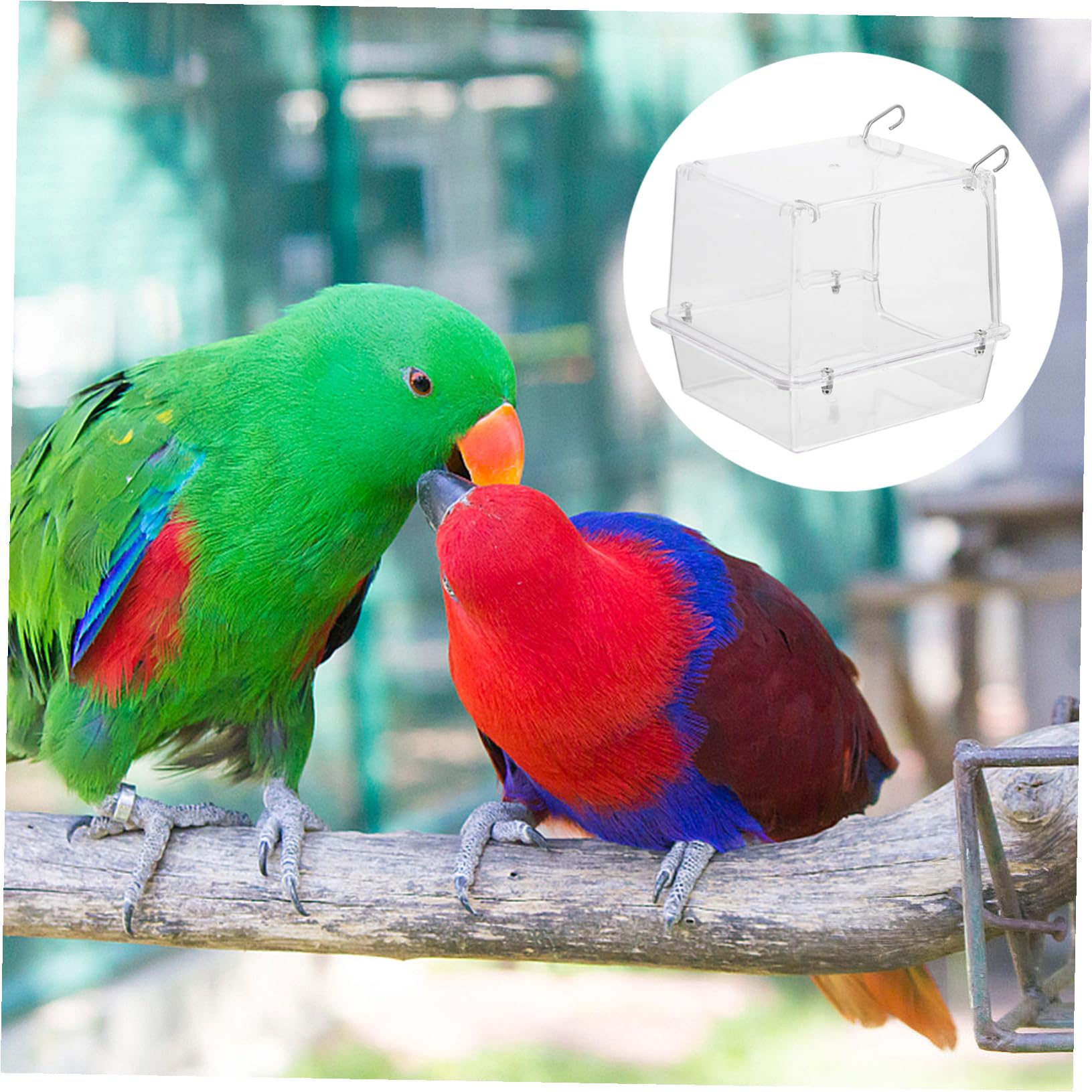 Outanaya Hängendes Vogelbad Badehaus aus Acryl für Wellensittiche und Papageien mit Duschfunktion Geeignet für Vogelkäfig Praktisches Vogeldusche Zubehör