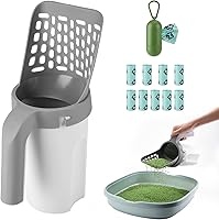 MYPIN Cat Litter Scooper with Holder & 135 Perfumed Bags - Portable Kitten Shovel for Clumping Litter