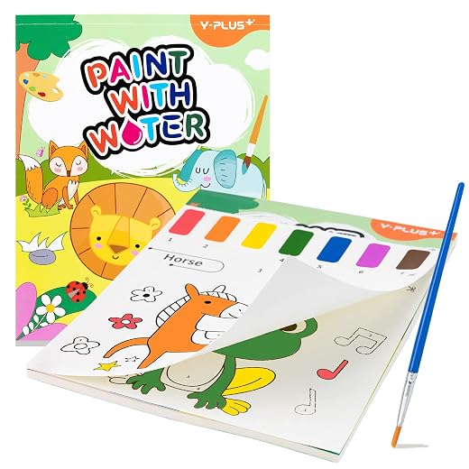 YPLUS Paint with Water Books for Toddler Activities, Watercolor Painting Paper for Kids Ages 3-8, Travel Toys Art Craft Gift for Drawing with Brush, Animals