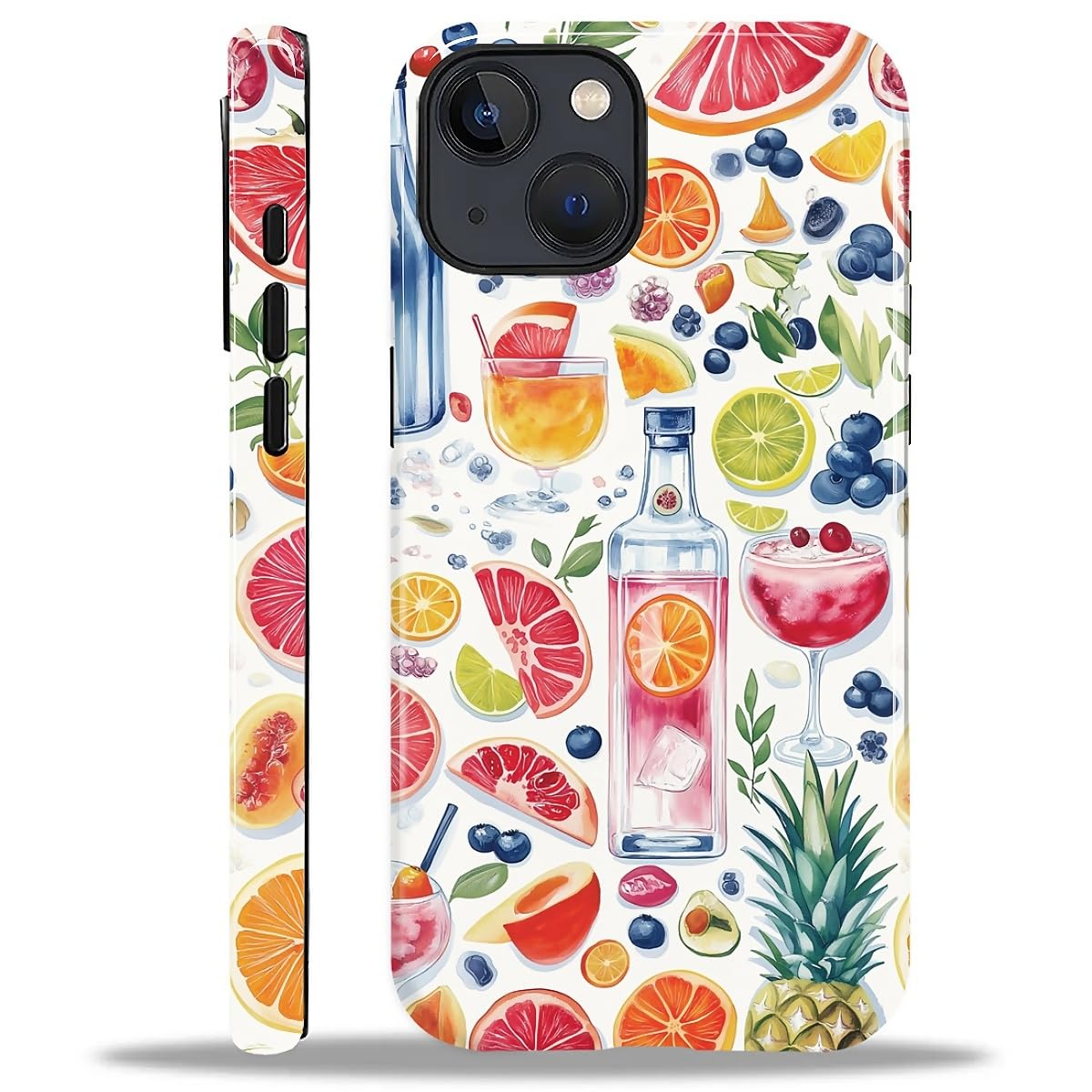 Compatible with iPhone 14 Plus Case, Hybrid 2-Layer Case Shockproof Anti-Scratch for Girl Women Boy Men, Fruit Cocktail for iPhone 14 Plus