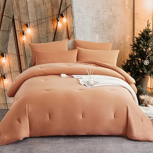 Juego de edredón King de 4 piezas, edredón súper suave de malvavisco, cama en una bolsa, tamaño King (1 edredón esponjoso, 1 sábana bajera y 2
