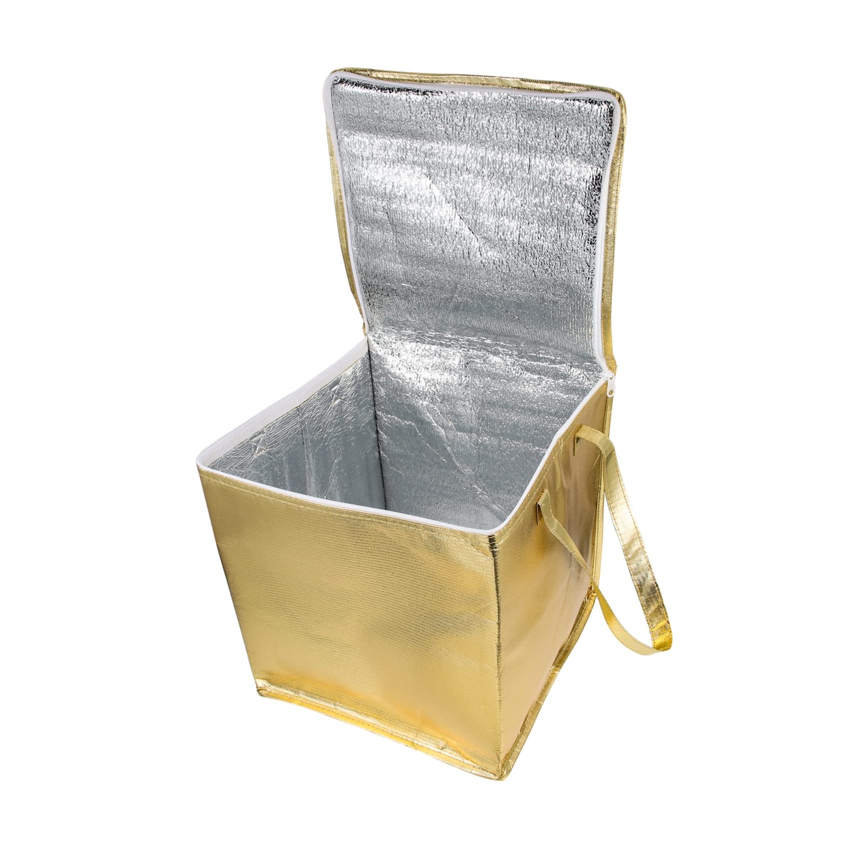 FUNOMOCYA Insulated Takeout Bag Hot and Cold Grocery Bag for Cake Large Capacity Food Warmer Gold Zipper