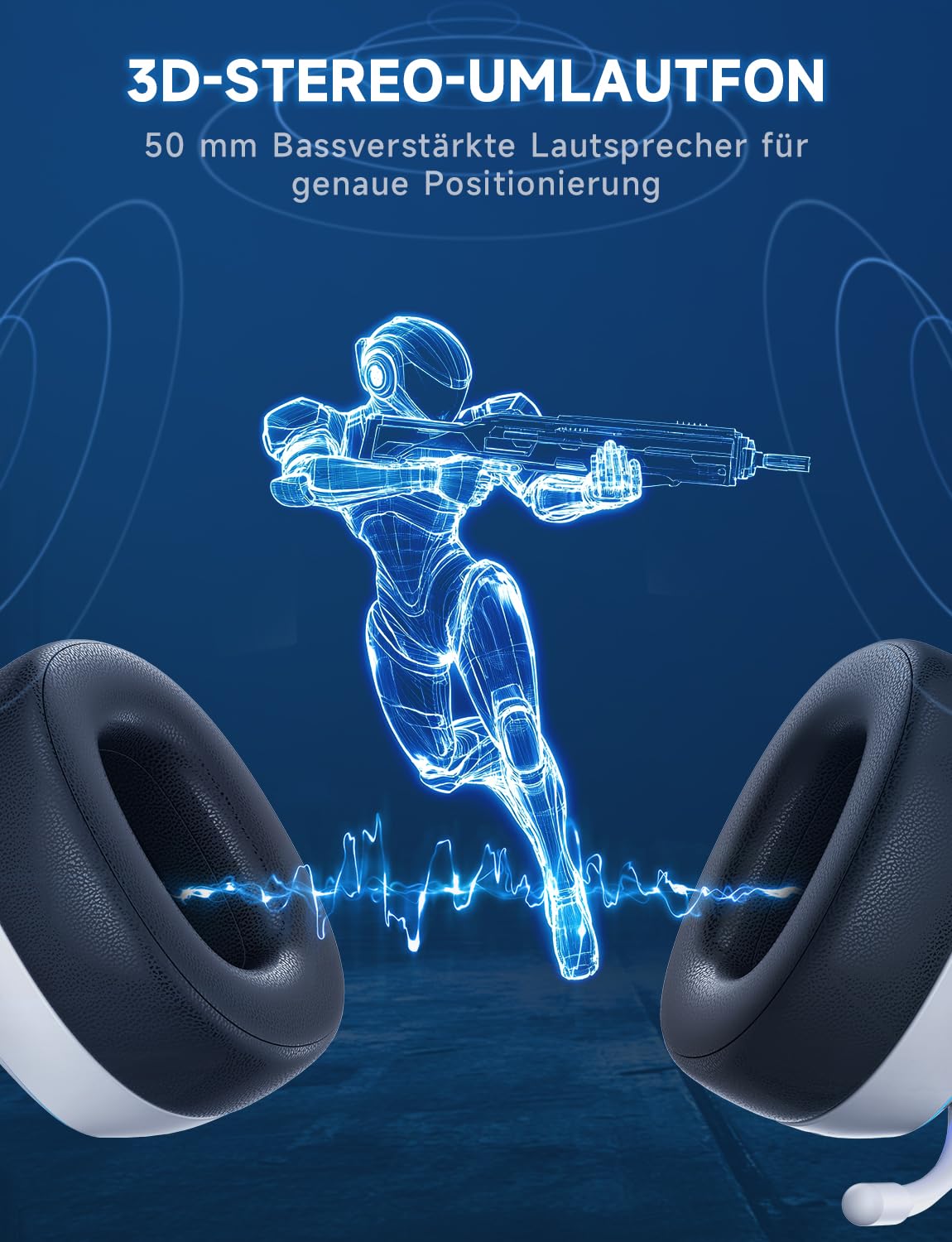 Wireless Gaming Headset mit Mikrofon für PS5/PS4/PC/Switch/Mac, 2.4GHz & BT 5.3, Noise Cancelling Mic, 7.1 Surround, 70H Akku, RGB, Faltbar