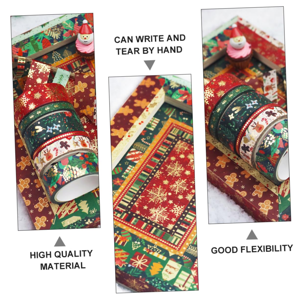 VILLCASE 63rotoli Nastro Adesivo Decorativo Natalizio Washi Tape Con Motivi Festivi Per Crafting e Decorazioni Di Natale Facile Da Staccare e Riposizionare Senza Residui Di Colla