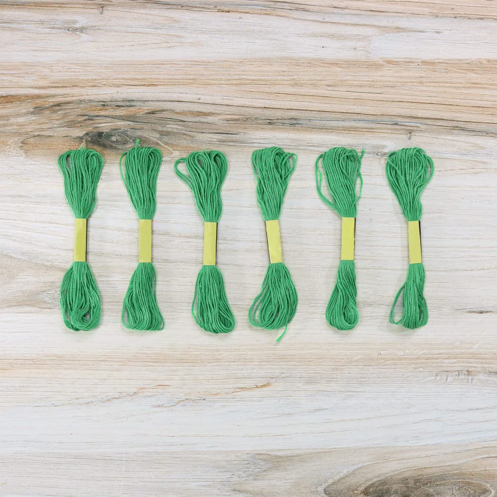 Embroidery Floss Pack – 6 Skeins, 8.7 Yards Each – Green Embroidery Floss for Needlework, DIY Bracelets, Crafting, Weaving