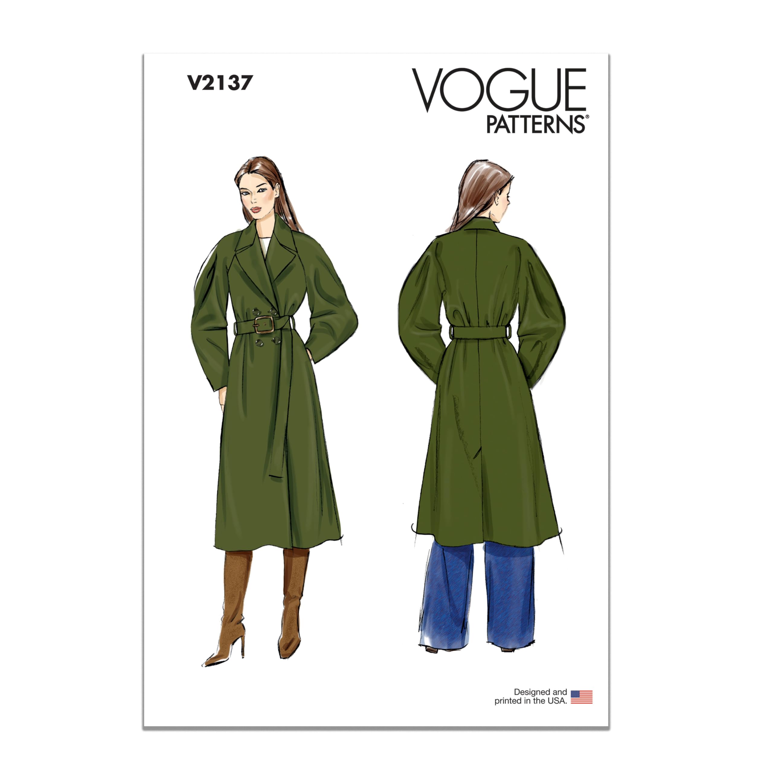 Amazon.com: Vogue V2137Y5 Misses' Double Breasted Trench Coat and