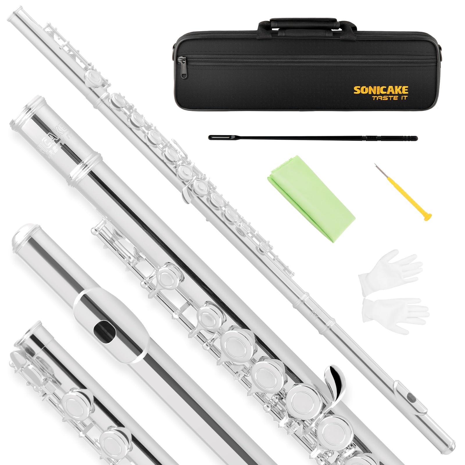 Amazon.com: SONICAKE Closed Hole 16 Keys Flute, Silver-plated C