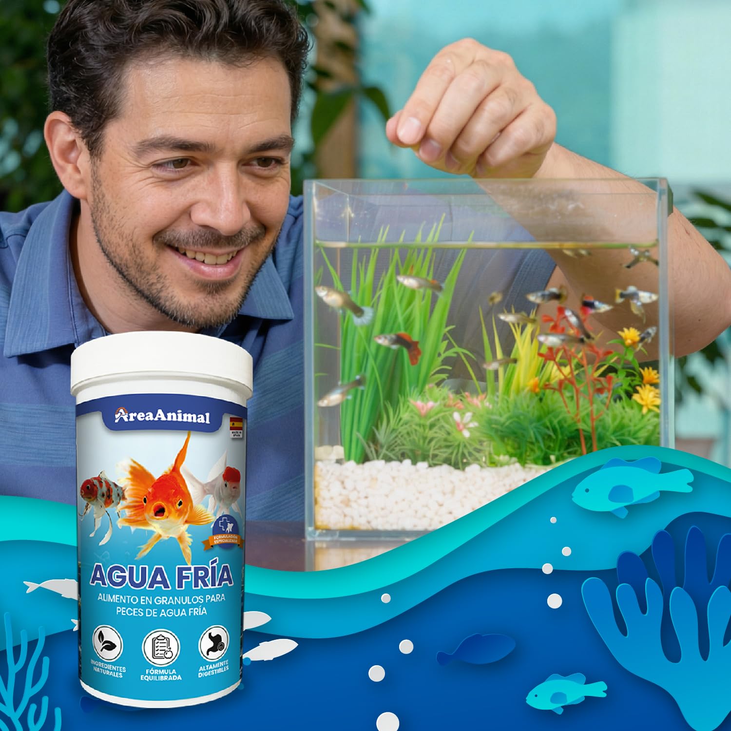 Comida Peces Agua Fria, Comida Granulos Peces 120G/250ML, Alimento para Goldfish, Koi y Cualquier Pez de Agua Fría, Fischfutter Enriquecida con Vitaminas y Minerales — view 6