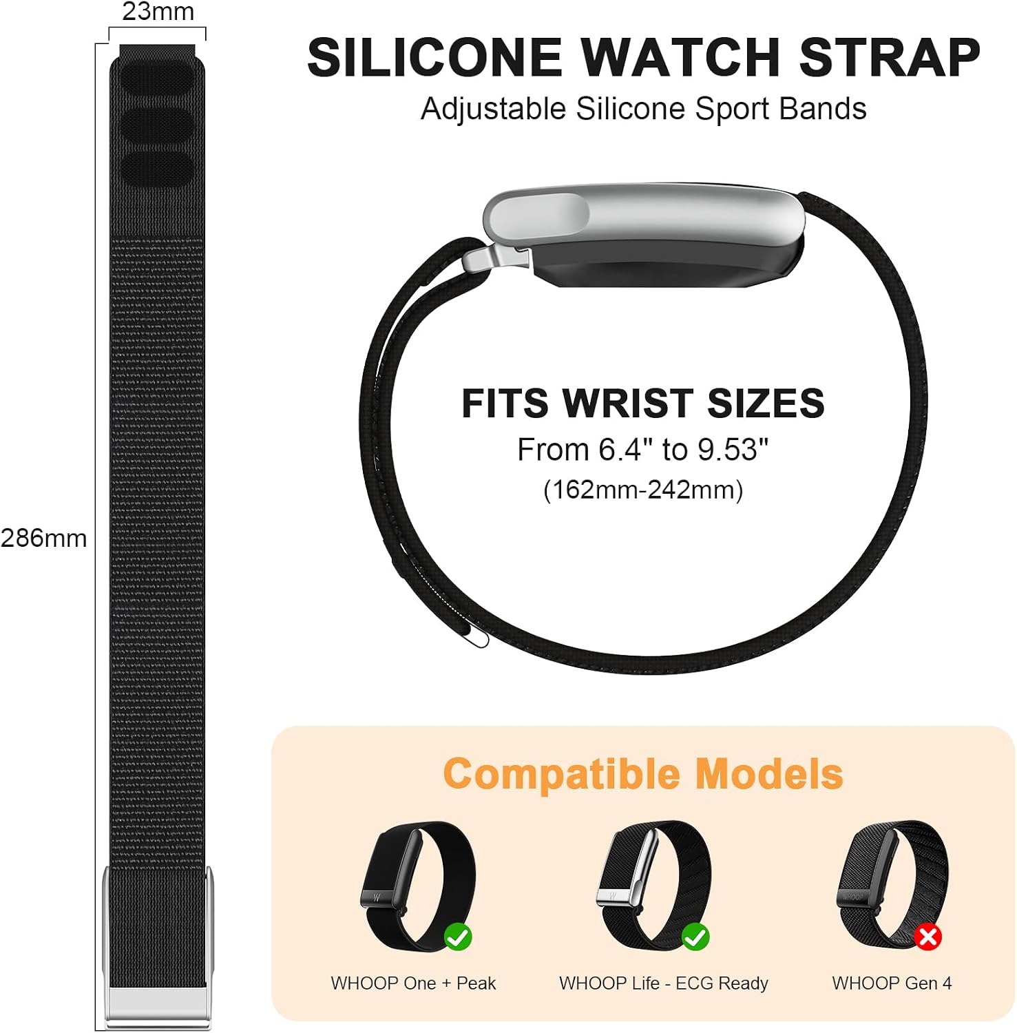 Nylon Bands Compatible with WHOOP 5.0/MG SportFlex - ECG Strap, Adjustable Soft Comfortable Breathable Replacement Stretchy Wristband for Whoop 5.0 Sleep, Accessory for Health & Fitness Wearable