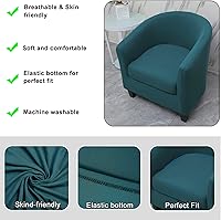 Vista 4 de WOMACO 2 fundas para silla de club, elásticas, estampadas, con barril redondo, giratorias, con funda de cojín, parte inferior elástica, protector