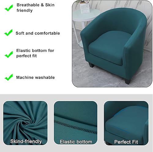 Miniatura 4 de WOMACO 2 fundas para silla de club, elásticas, estampadas, con barril redondo, giratorias, con funda de cojín, parte inferior elástica, protector de