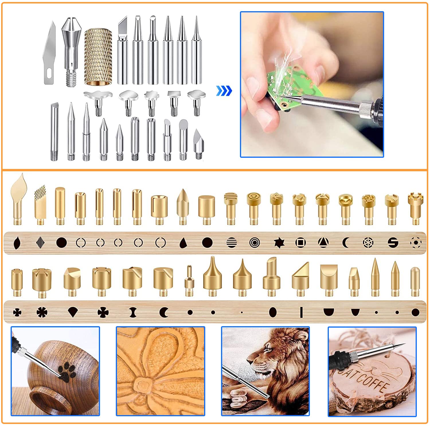 Kit Pirografia 60W WesKimed Con 36 Punte - Per Legno, Pelle E Intaglio, Temperatura Regolabile - Foto 3