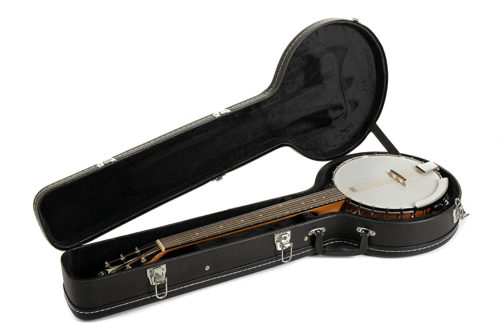 GEWA Gitarren-Banjo 6-saitig Serie Select - Mahagoni-Kessel Ø 33,5cm - Mahagoni-Resonator - inkl. Koffer - REMO Weatherking Fell - Naturfarben - Hochglanzlackiert