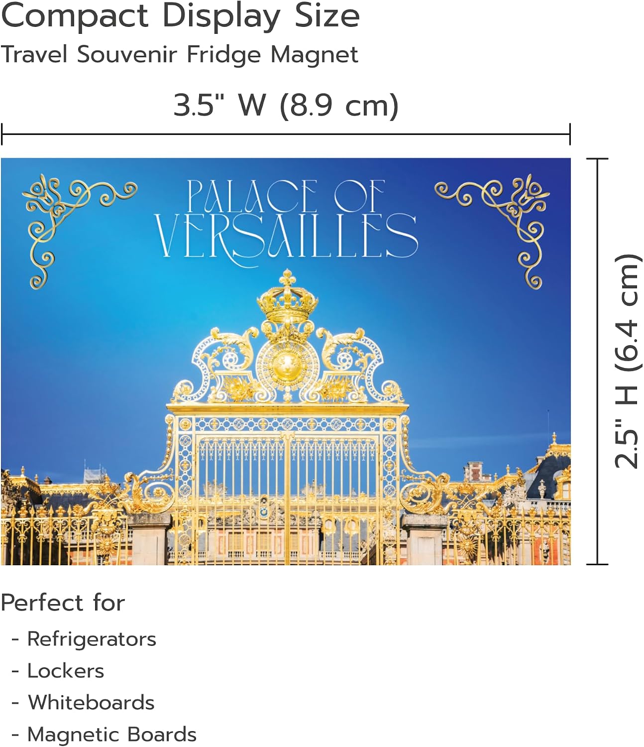 Palace of Versailles Refrigerator Magnet - Iconic Golden Gate of Versailles France Souvenir - Historic French Palace Travel Photo Fridge Magnet - 3.5 x 2.5 Inch Collectible Keepsake image 3