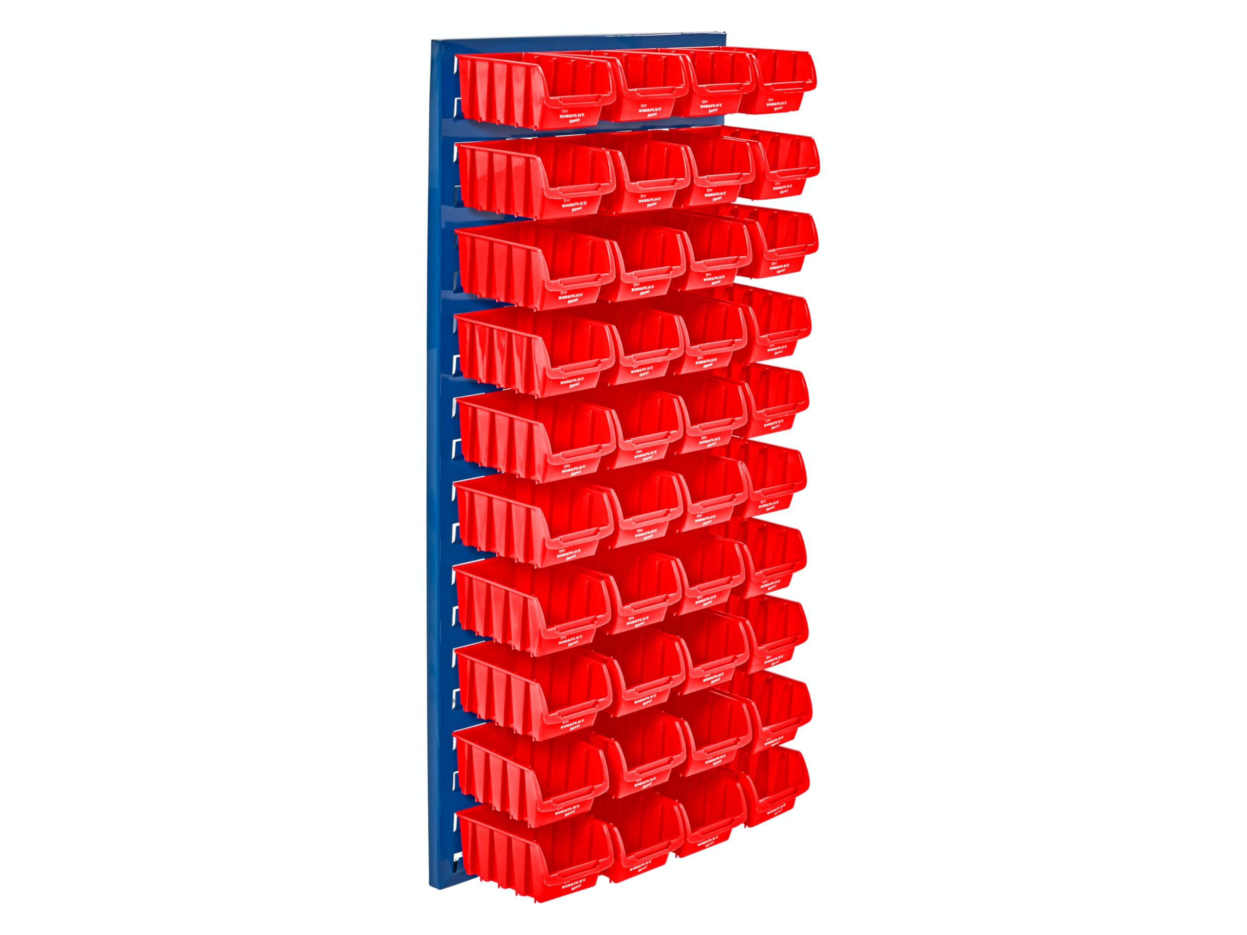 The Workplace Depot Louvre Panel Bin Kit – 995(H) × 460(W) mm Panel with Polypropylene Bins in Blue, Red or Yellow – Heavy-Duty Workshop & Warehouse Storage Solution (Red, with x40 Small Bins)