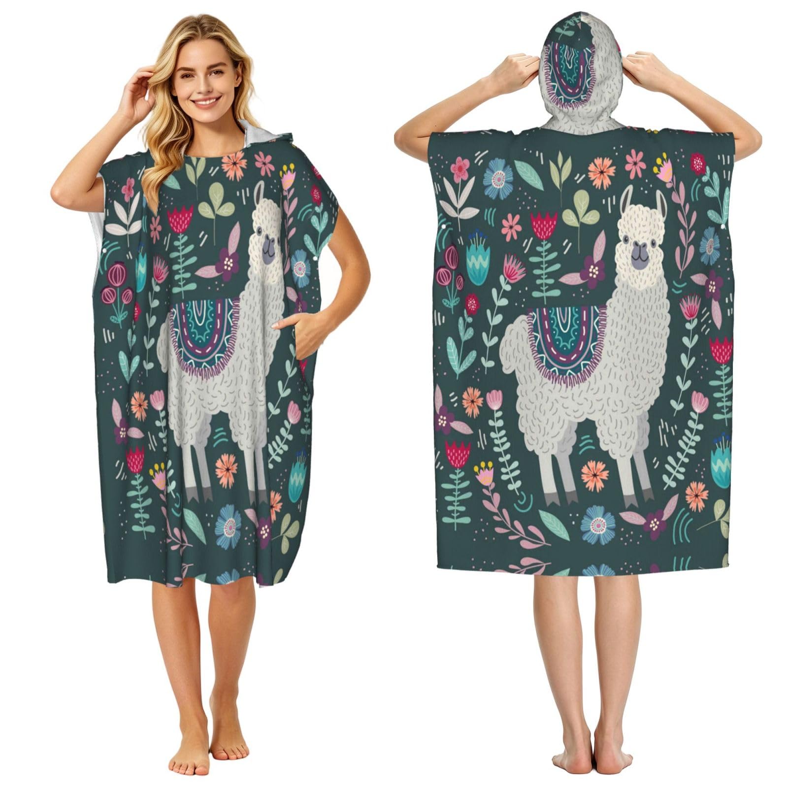 Peignoir à capuche alpaga séchage rapide léger piscine plage adulte