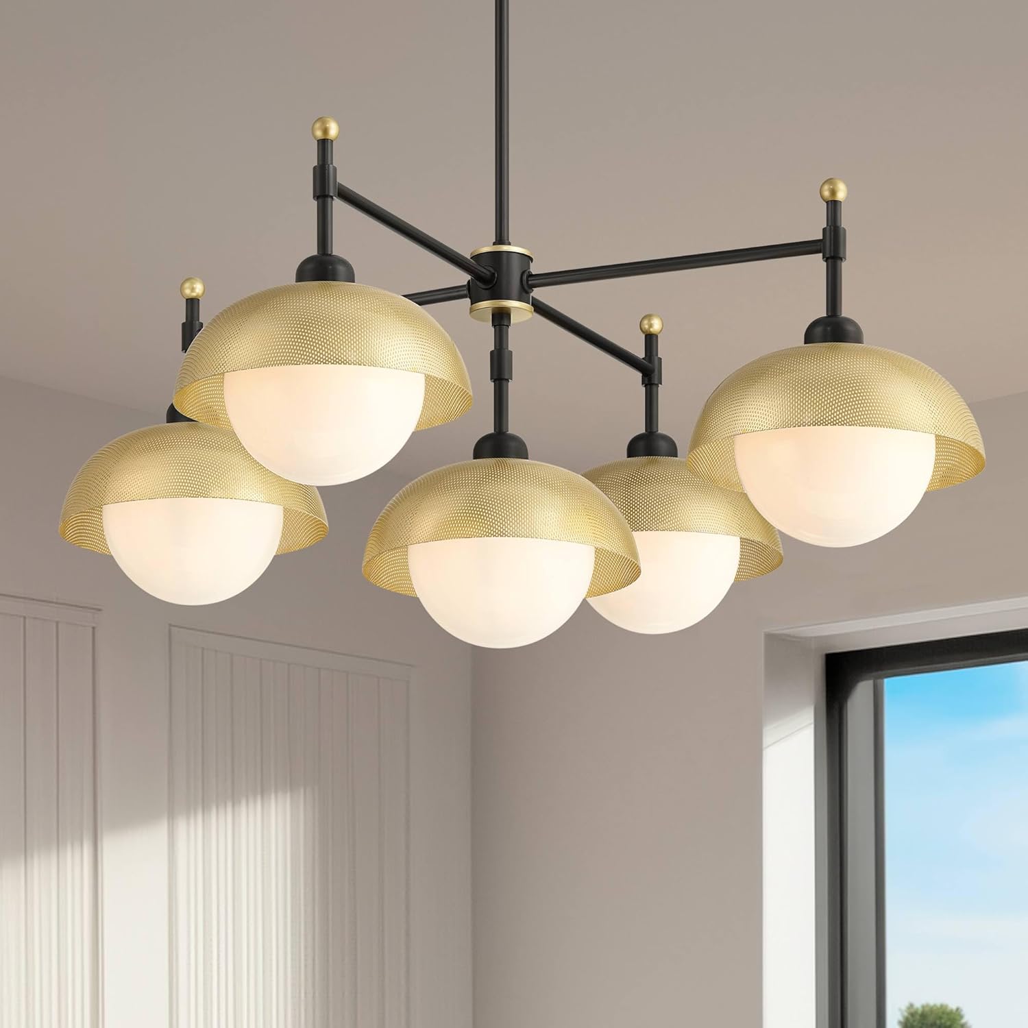 Possini Euro Design Possini Euro Siegel 42" Wide Black and Gold 5-Light Chandelier