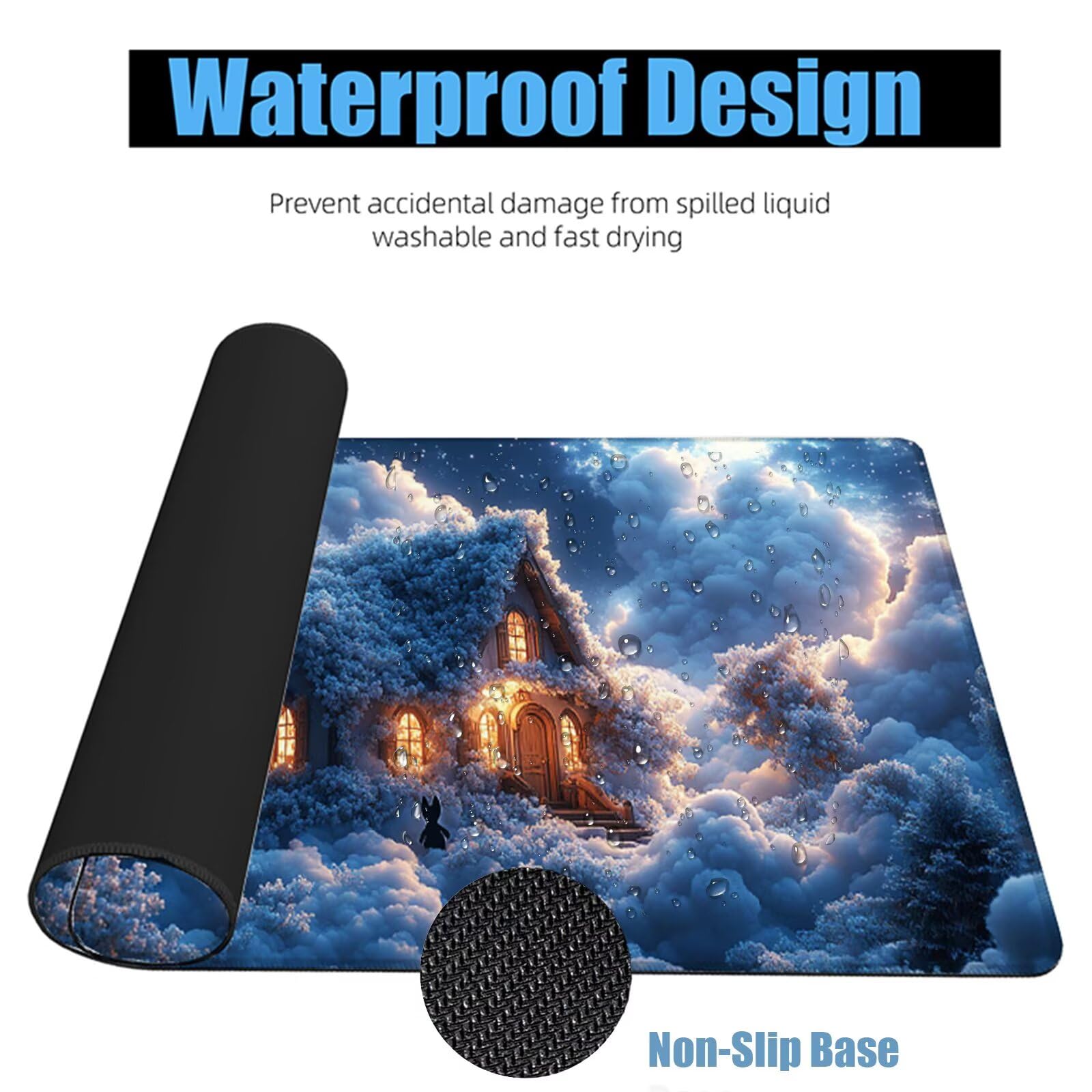 Tappetino Mouse XXL 120x60cm, Bianco Tappetino per Mouse Camera Mousepad, Sottomano Scrivania Accessori Gaming, Base in Gomma Antiscivolo, Mousepad per Ufficio Accessori, Computer Desktop, PC Y8-899