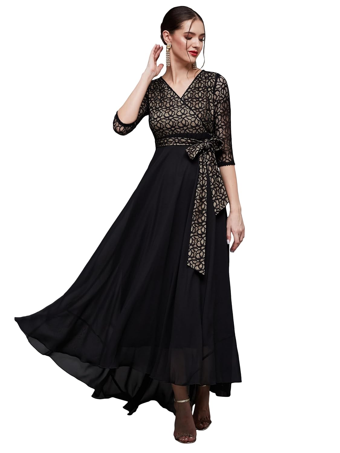 Miss Chase Women's Round Neck Cap Sleeves Lace Knee -Long Skater Dress - Review, Price and Buying Guide