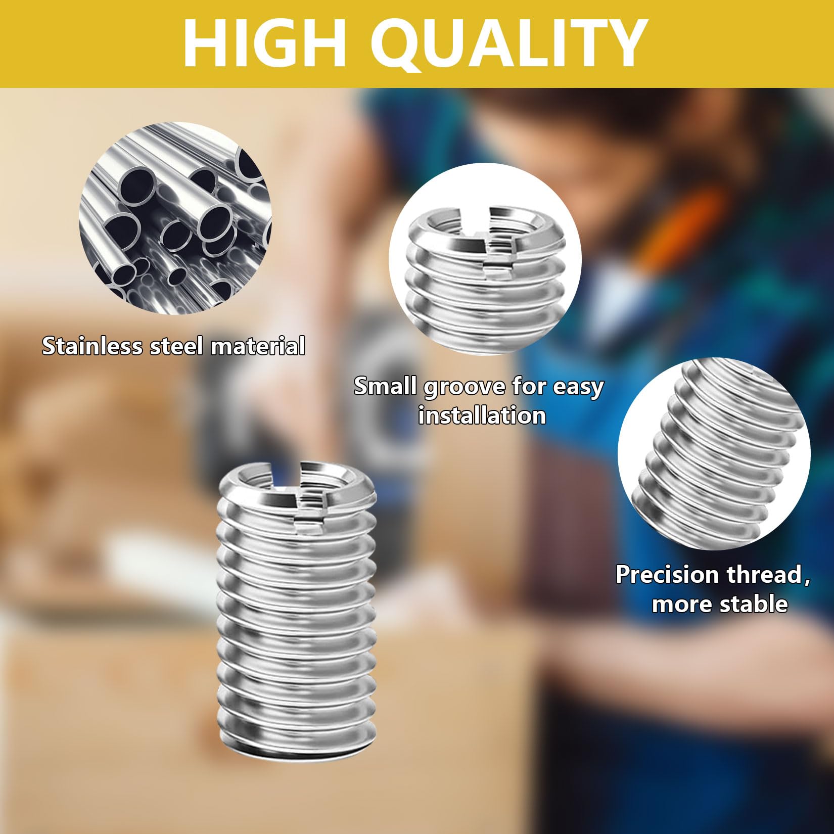 20 Pz Inserti filettati, Inserto Filettato M10 a M8, Boccola Filettata, Boccole Filettate in Acciaio Inox, Adattatori Filettati per Riparazione Filettature